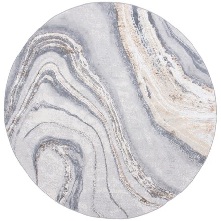 Safavieh 3 x 3 ft. Orchard 637G Power Loomed Round Area Rug; Grey & Gold ORC637G-3R